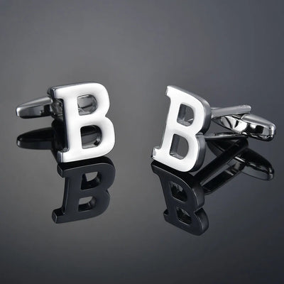Monogram Elegance A–Z Cufflinks – Personalized Brass Silver Cuff Links
