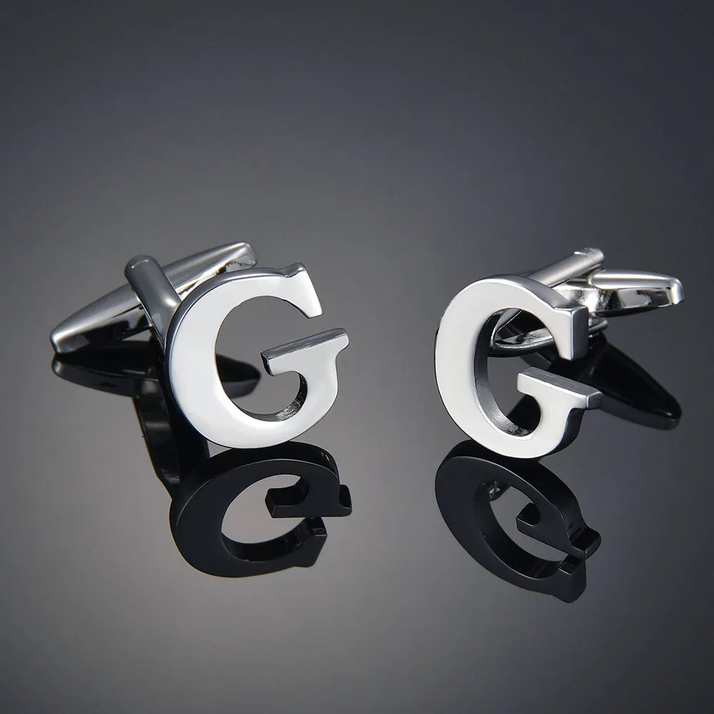 Monogram Elegance A–Z Cufflinks – Personalized Brass Silver Cuff Links