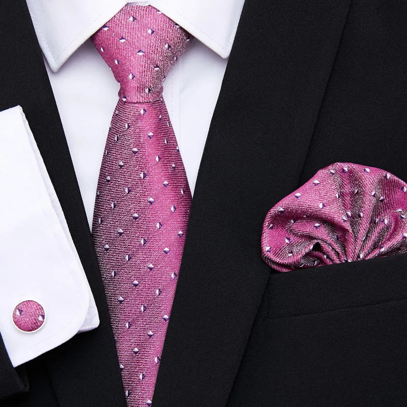 Golden Plaid Prestige Set – Jacquard Necktie, Handkerchief & Cufflinks Gift Set