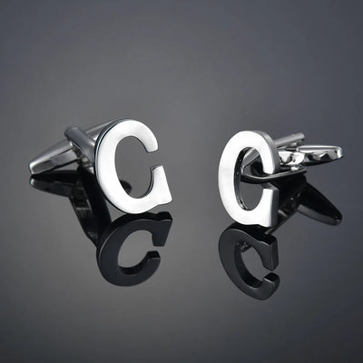 Monogram Elegance A–Z Cufflinks – Personalized Brass Silver Cuff Links