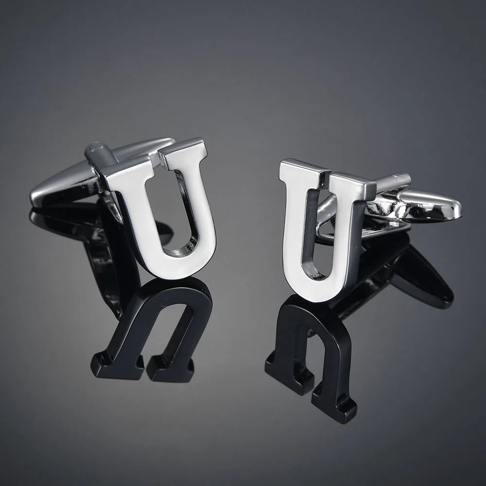 Monogram Elegance A–Z Cufflinks – Personalized Brass Silver Cuff Links