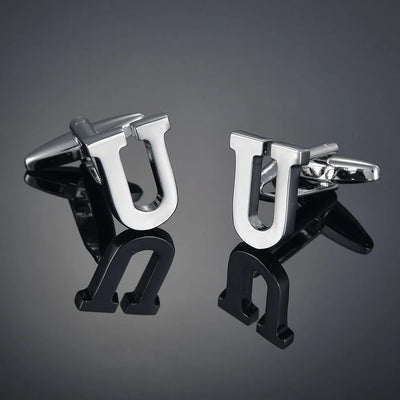 Monogram Elegance A–Z Cufflinks – Personalized Brass Silver Cuff Links