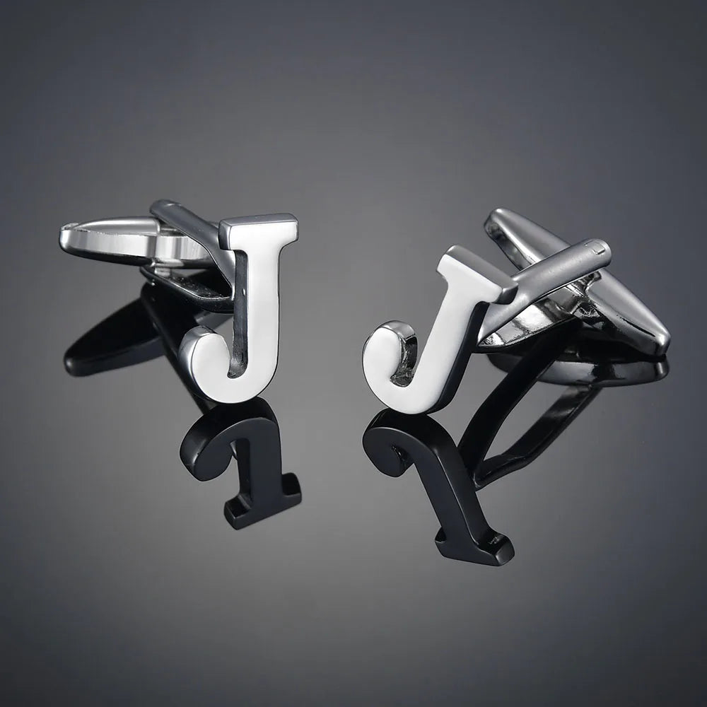 Monogram Elegance A–Z Cufflinks – Personalized Brass Silver Cuff Links