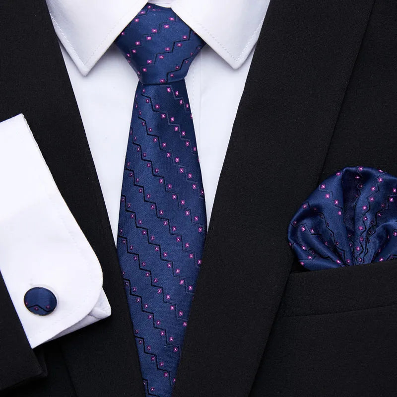 Golden Plaid Prestige Set – Jacquard Necktie, Handkerchief & Cufflinks Gift Set