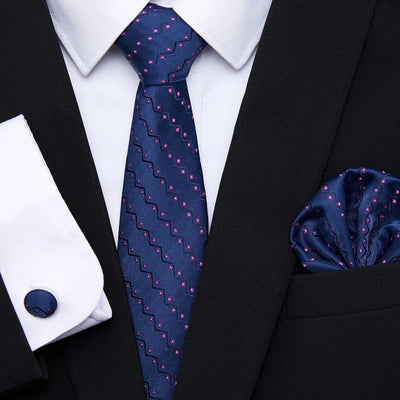 Golden Plaid Prestige Set – Jacquard Necktie, Handkerchief & Cufflinks Gift Set
