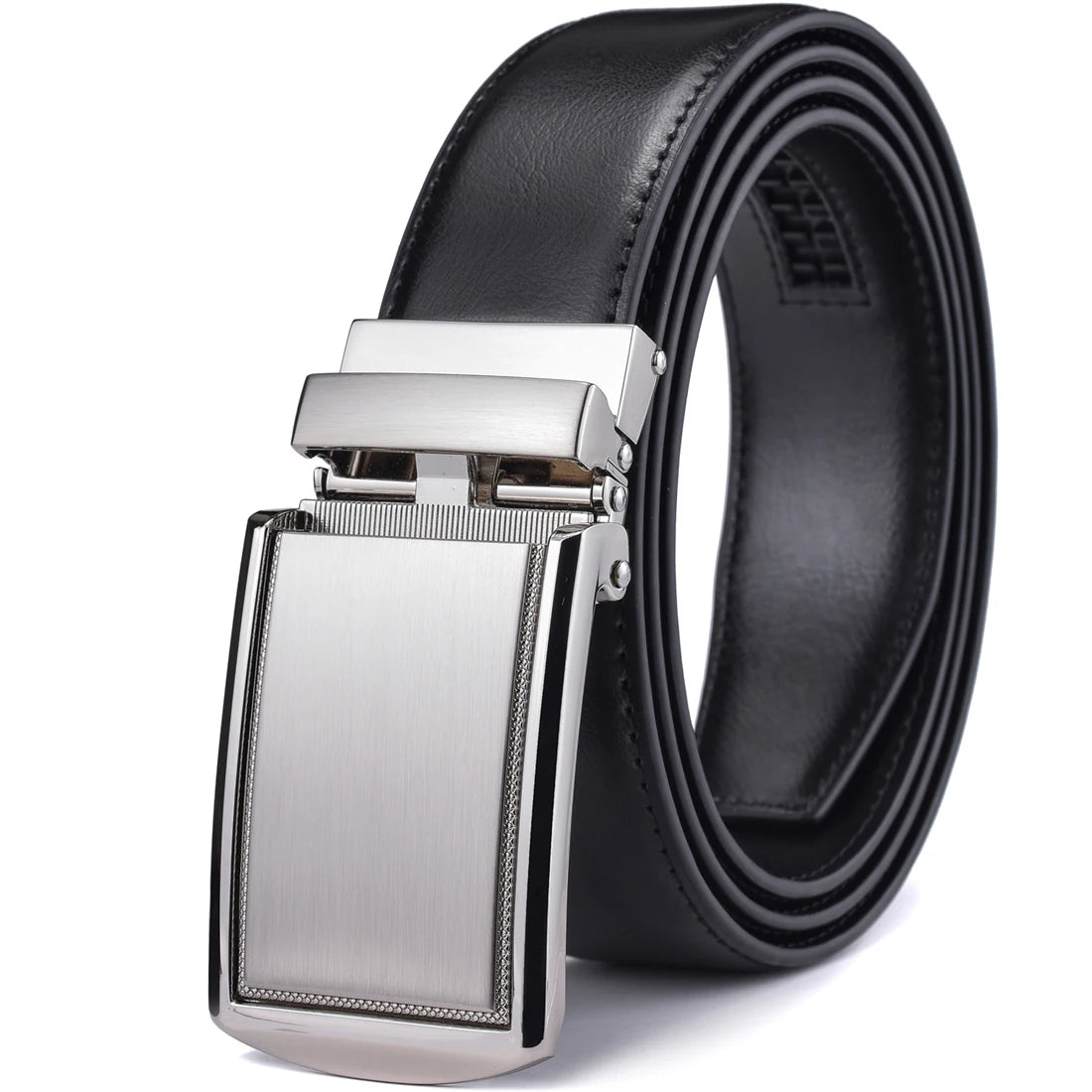 PrecisionFit Men’s Leather Ratchet Belt – Adjustable Automatic Buckle Dress Belt