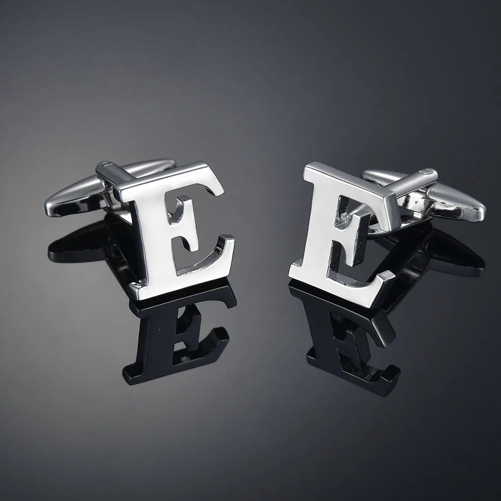 Monogram Elegance A–Z Cufflinks – Personalized Brass Silver Cuff Links