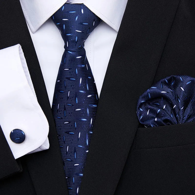 Golden Plaid Prestige Set – Jacquard Necktie, Handkerchief & Cufflinks Gift Set