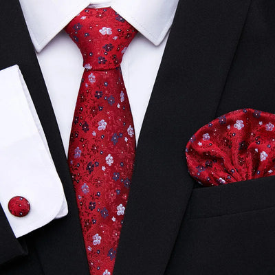 Golden Plaid Prestige Set – Jacquard Necktie, Handkerchief & Cufflinks Gift Set