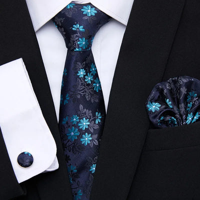 Golden Plaid Prestige Set – Jacquard Necktie, Handkerchief & Cufflinks Gift Set