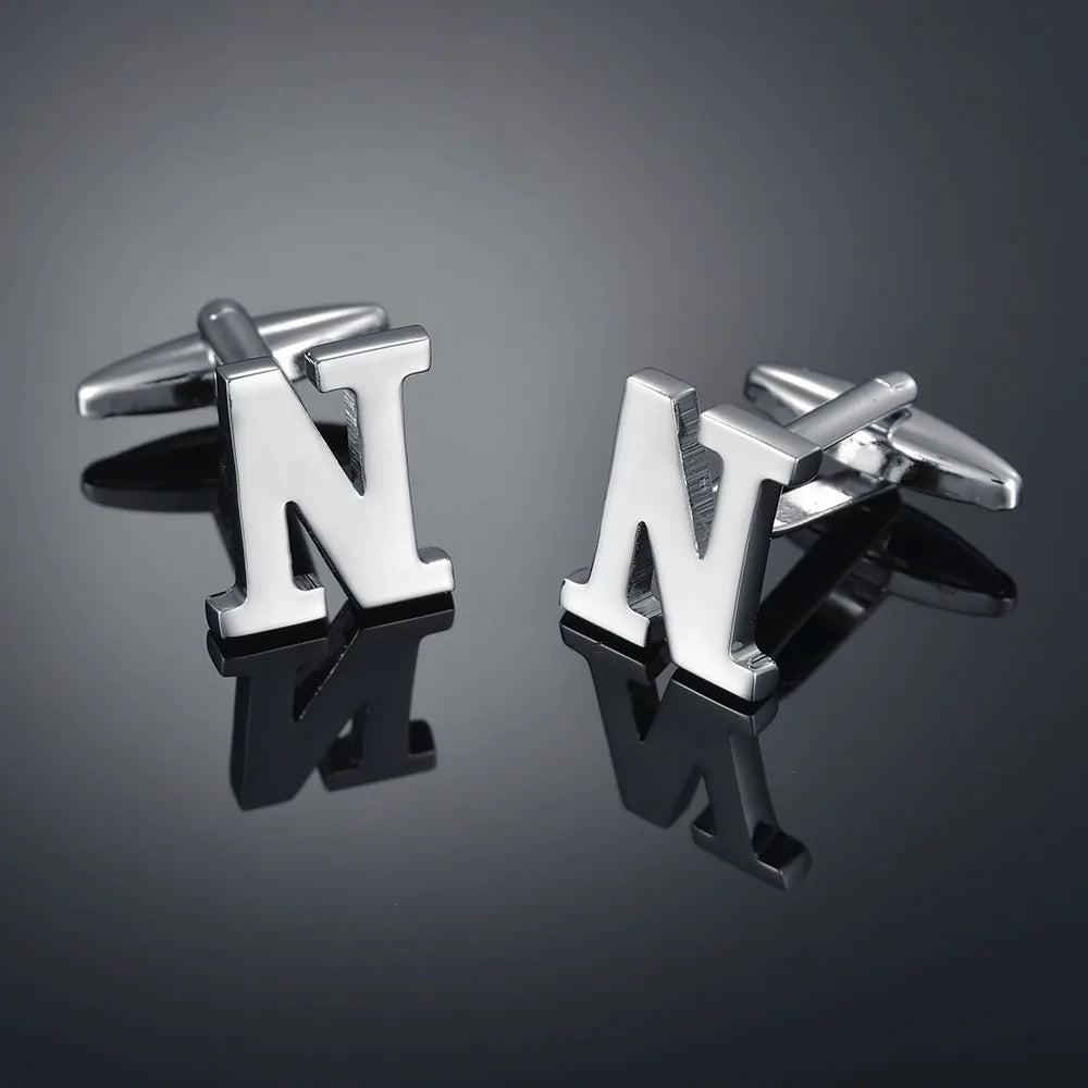 Monogram Elegance A–Z Cufflinks – Personalized Brass Silver Cuff Links