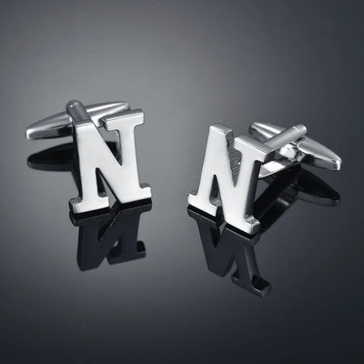 Monogram Elegance A–Z Cufflinks – Personalized Brass Silver Cuff Links