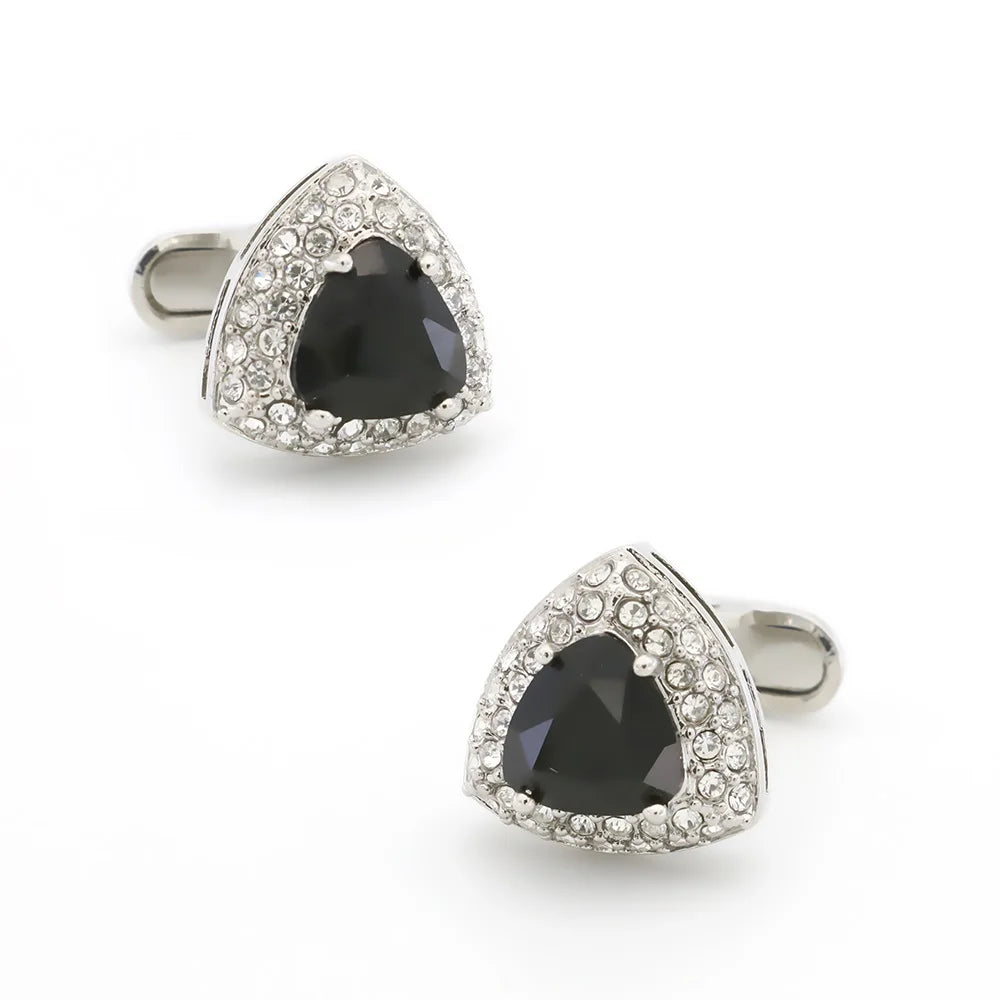 Crystal Heart Brass Cufflinks