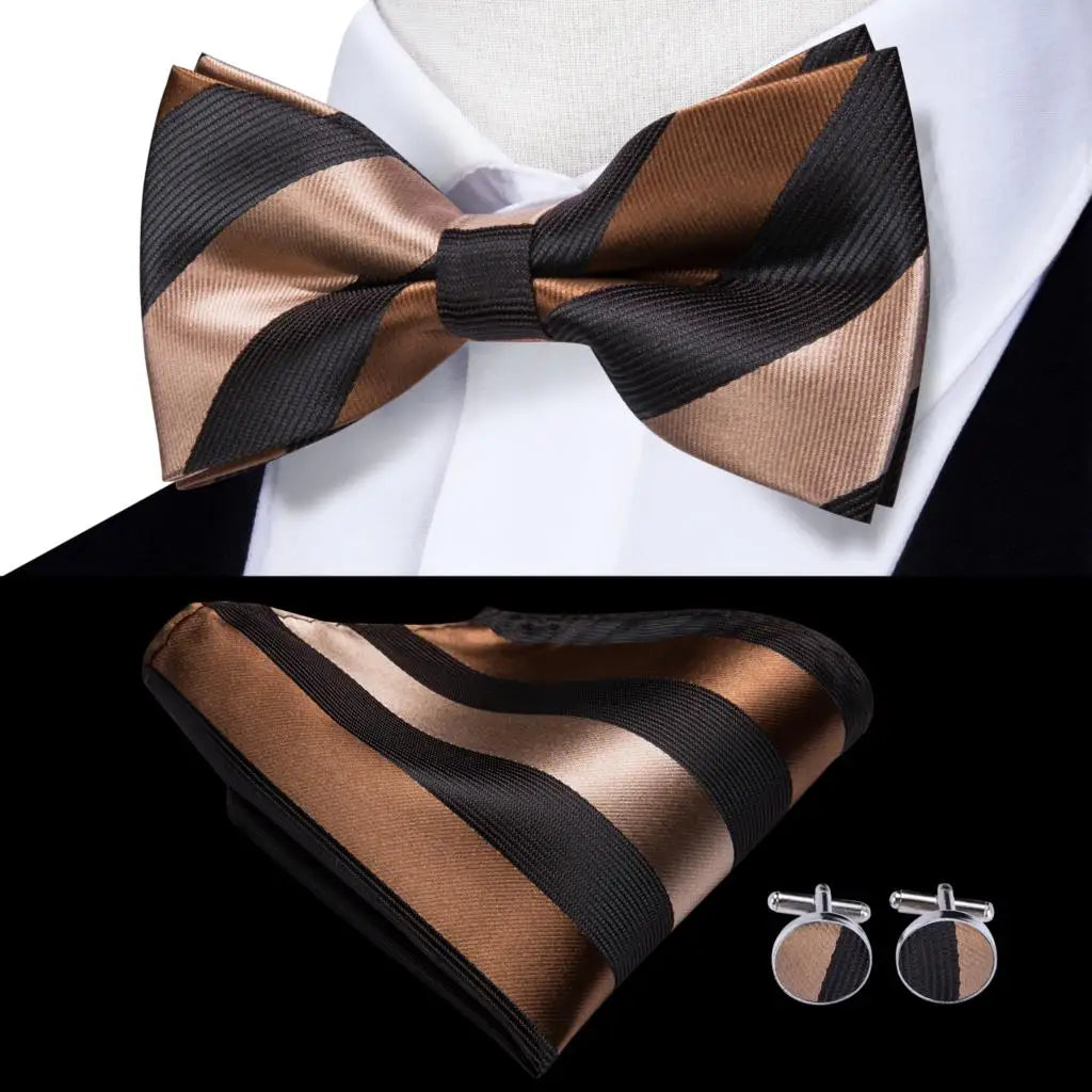 Champagne Gold Floral Pre-Tied Bow Tie Gift Set