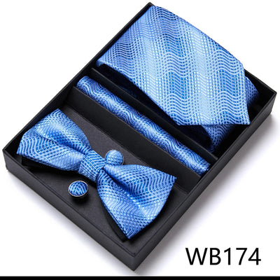 VanGise Prestige Tuxedo Gift Set – Silk Tie, Bow Tie, Cufflinks & Handkerchief