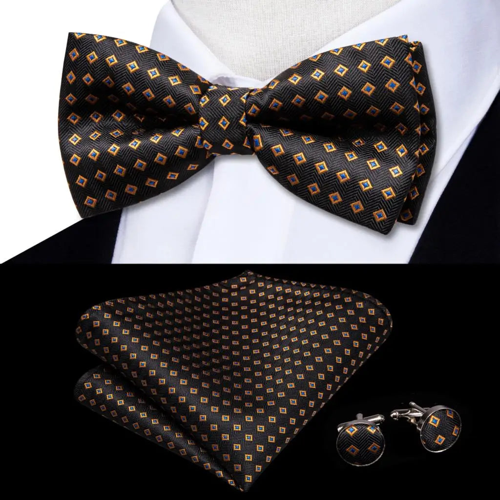 Champagne Gold Floral Pre-Tied Bow Tie Gift Set