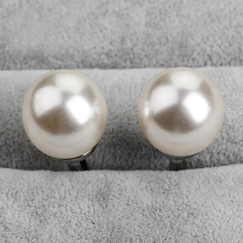 Round White Imitation Pearl Cufflinks – Elegant Business & Wedding Accessory for Men and Women