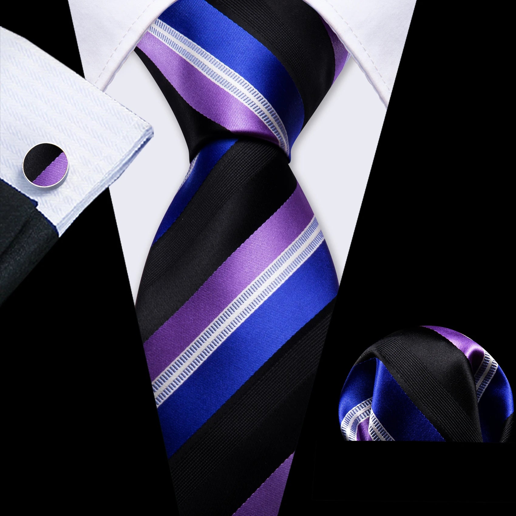 The Purple Floral Silk Tie Set