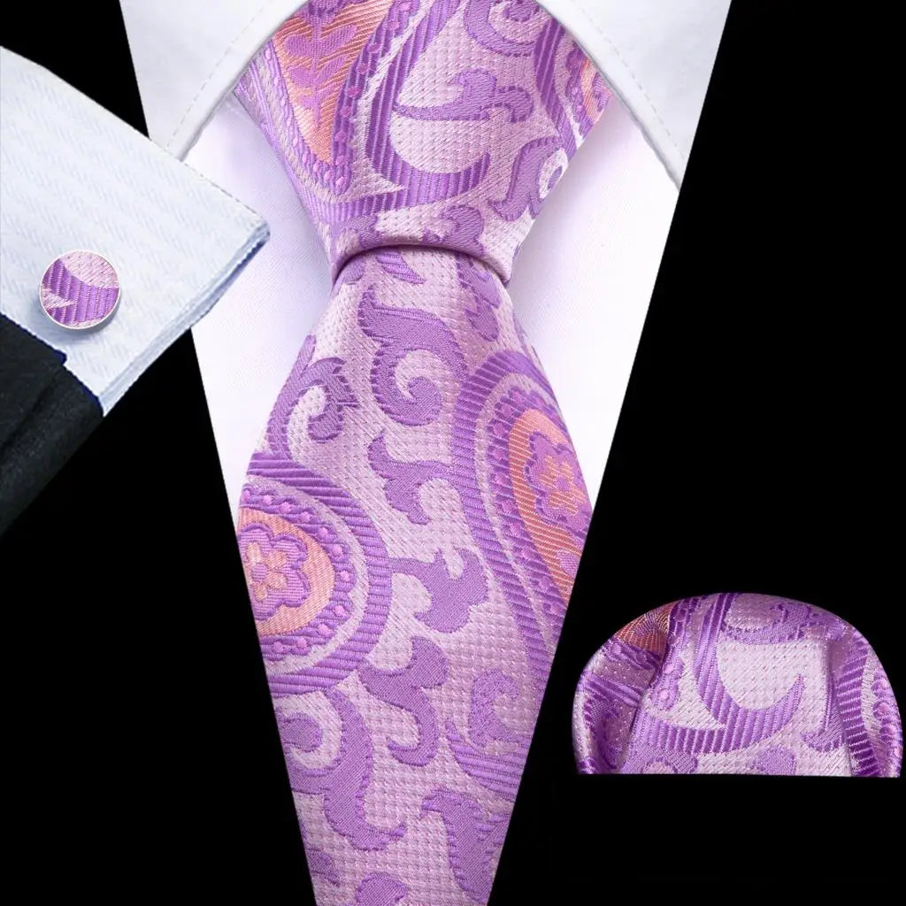The Purple Floral Silk Tie Set