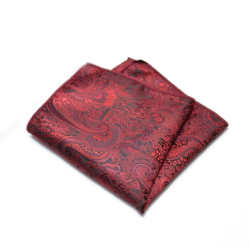 25cm Men’s Classic Paisley Striped Pocket Square – Elegant Handkerchief for Suit & Wedding