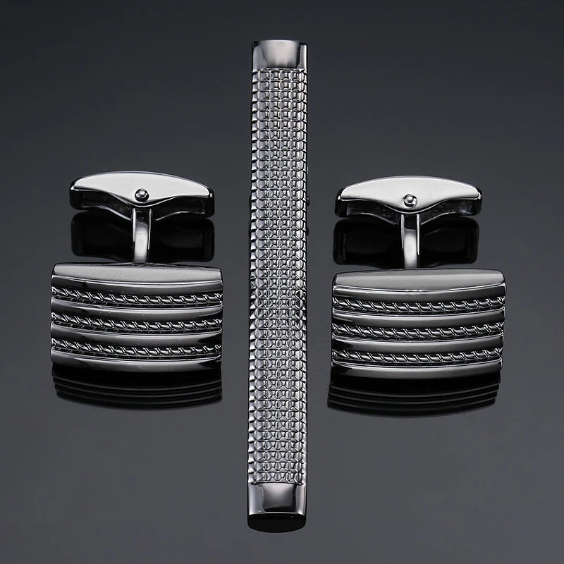 Classic Laser-Engraved Tie Clip & Cufflink Set