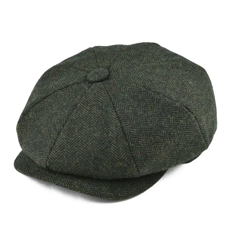 Men’s Herringbone Newsboy Beret – Classic Winter Casual Hat