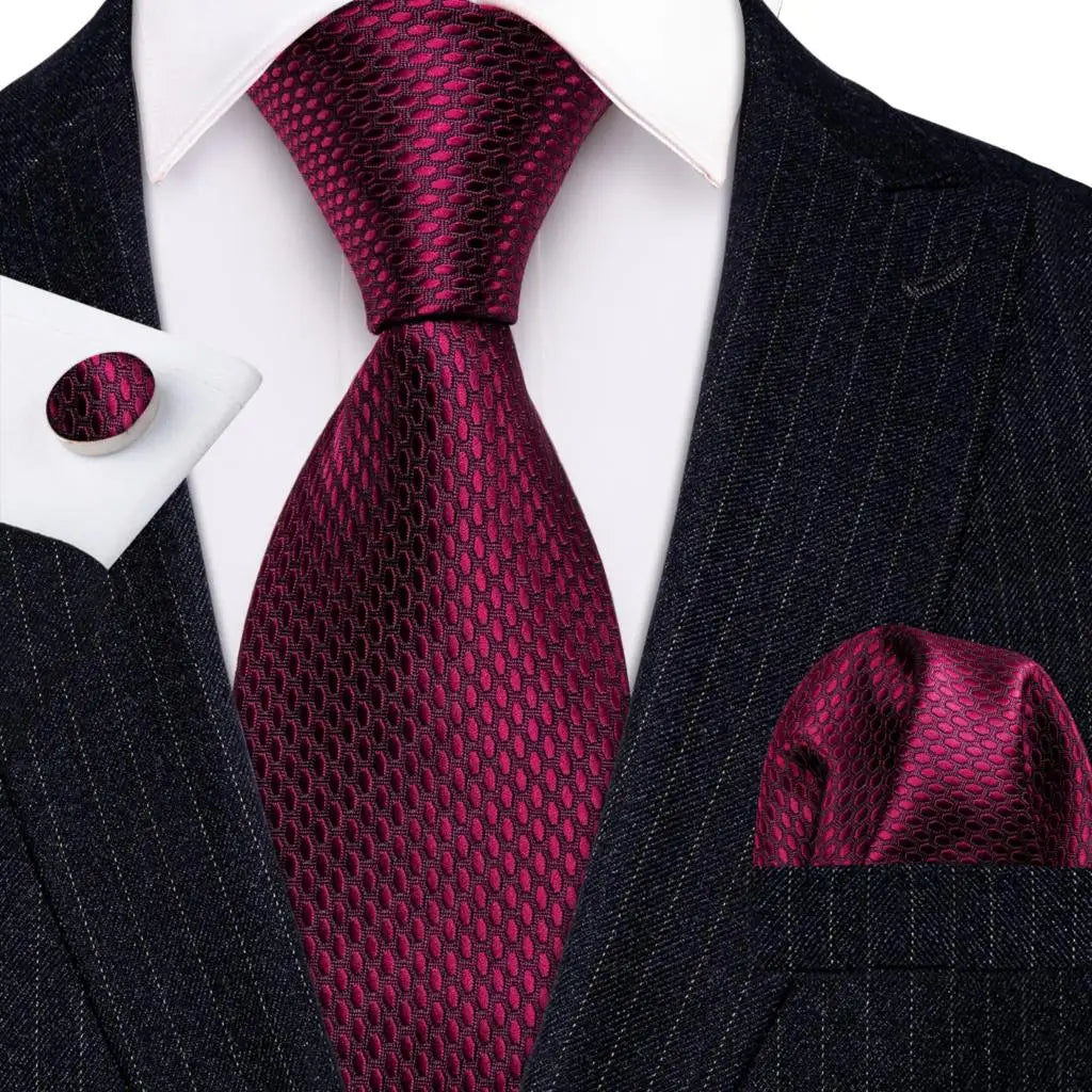 The Burgundy Rose Silk Tie Set
