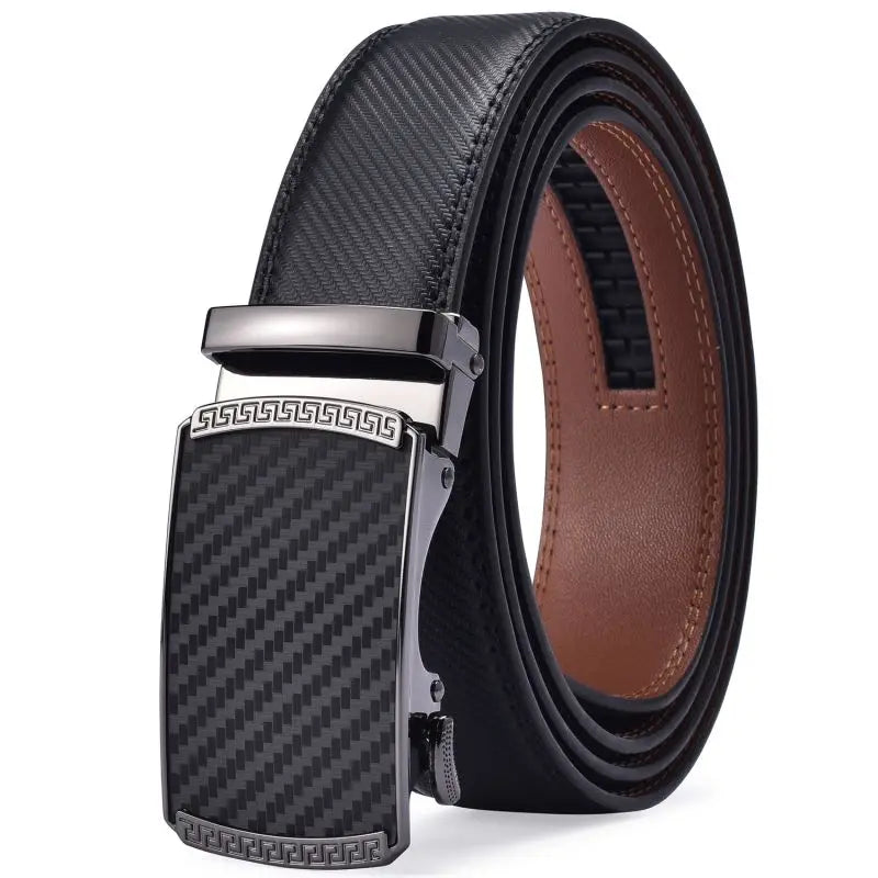 FlexAlign Men’s Leather Ratchet Belt – Premium Automatic Buckle Dress Belt