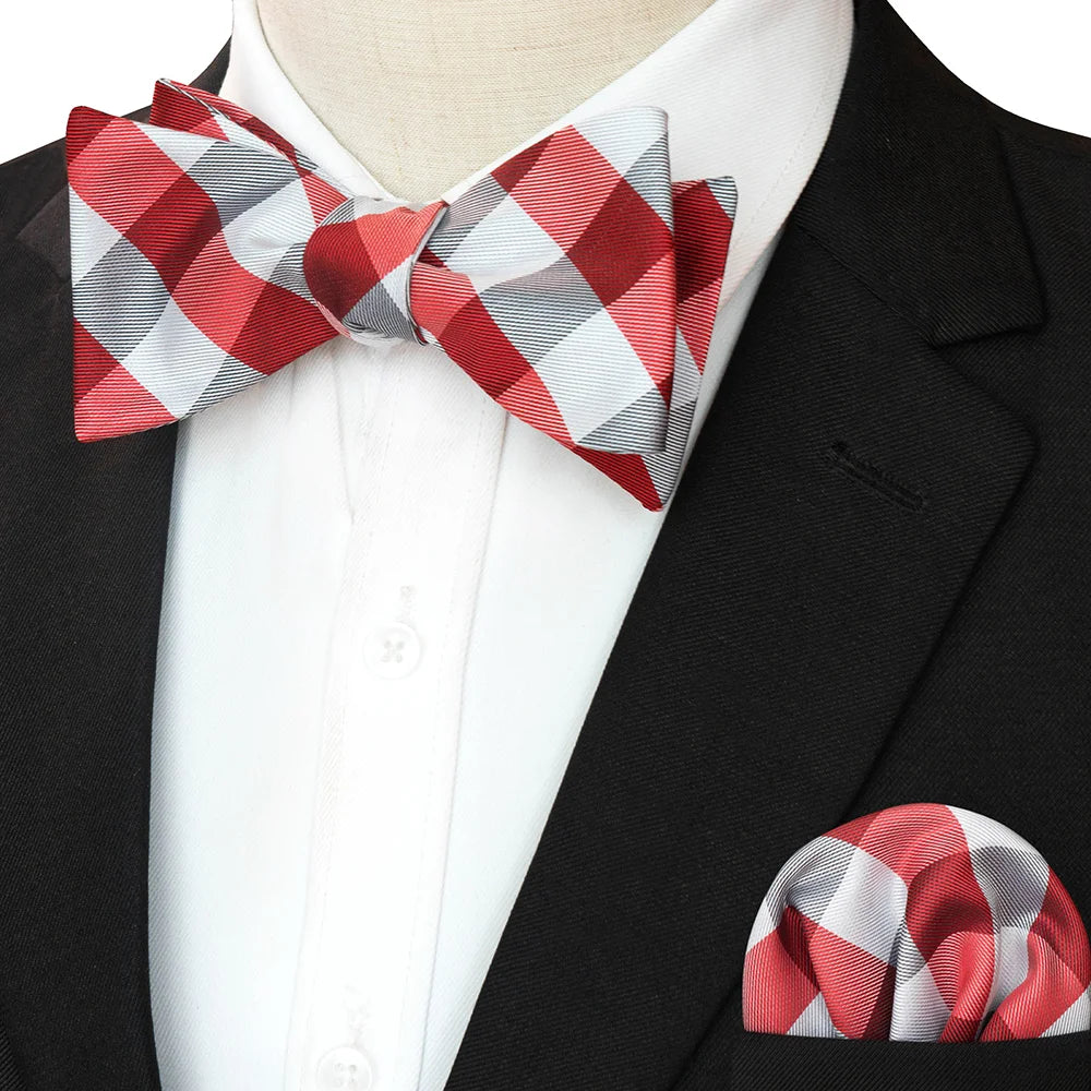 Striped Silk Bow Tie & Pocket Square Set – Refined Elegance for Every Occasion