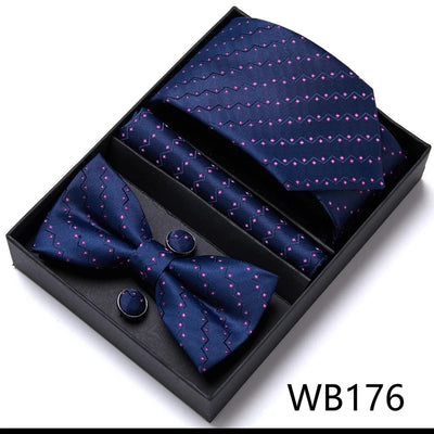 VanGise Prestige Tuxedo Gift Set – Silk Tie, Bow Tie, Cufflinks & Handkerchief