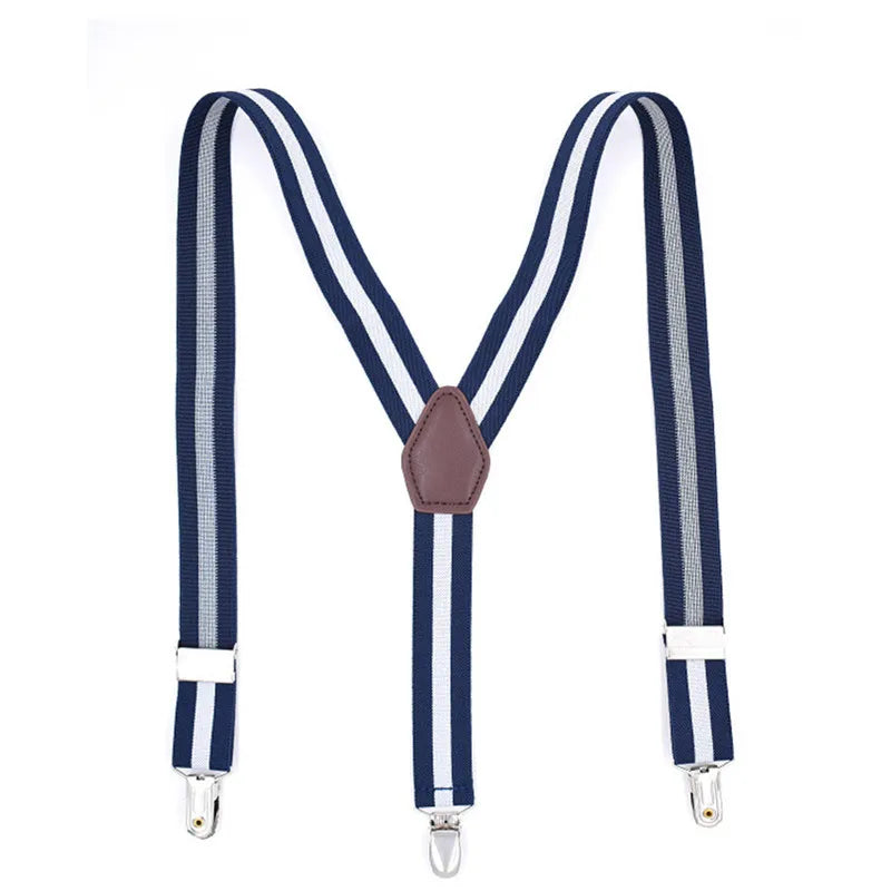 Hbright Classic 3-Clip Adjustable Suspenders – Striped Elastic Braces for Men