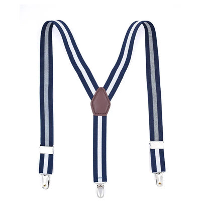 Hbright Classic 3-Clip Adjustable Suspenders – Striped Elastic Braces for Men