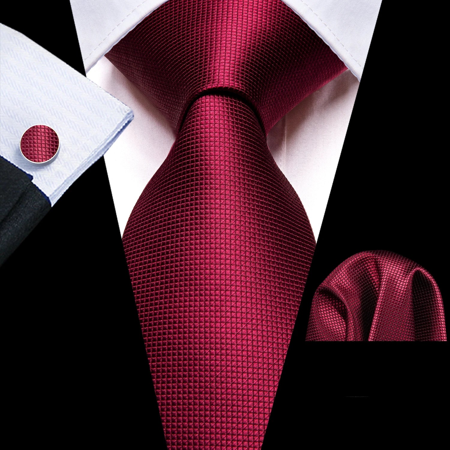 The Burgundy Rose Silk Tie Set