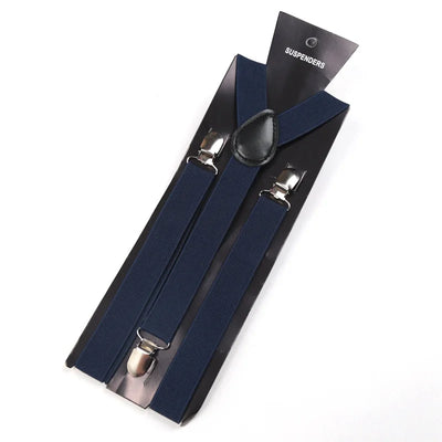 Unisex Solid Color Elastic Leather Suspenders – Adjustable Braces for Suits, Skirts & Weddings