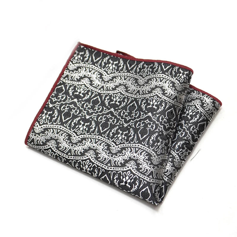 25cm Men’s Classic Paisley Striped Pocket Square – Elegant Handkerchief for Suit & Wedding