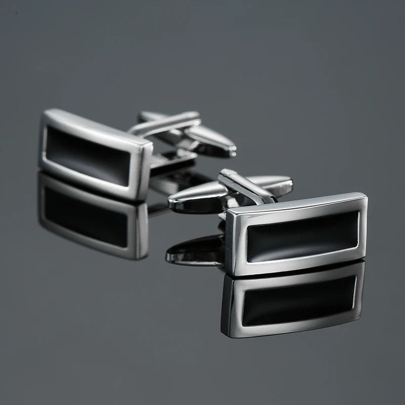 Retro Blue & Black Square Pattern Cufflinks