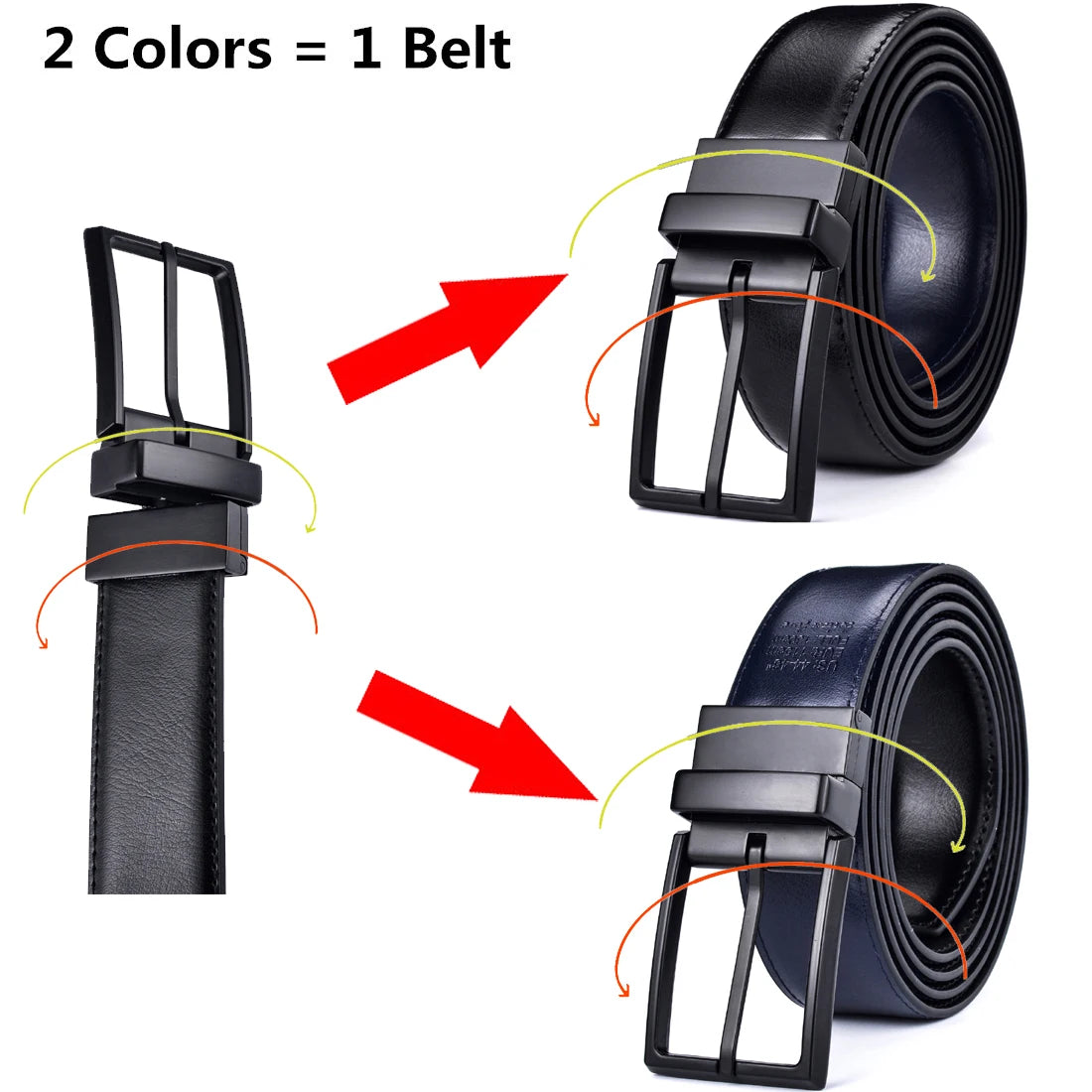 DualEdge Reversible Leather Belt – Two-in-One Men’s Belt with Rotating Buckle
