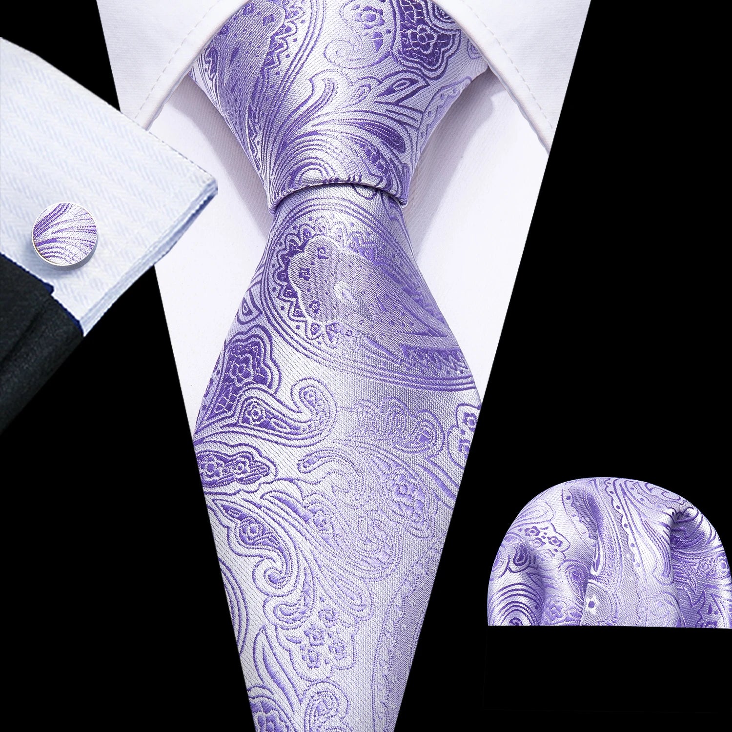 The Purple Floral Silk Tie Set