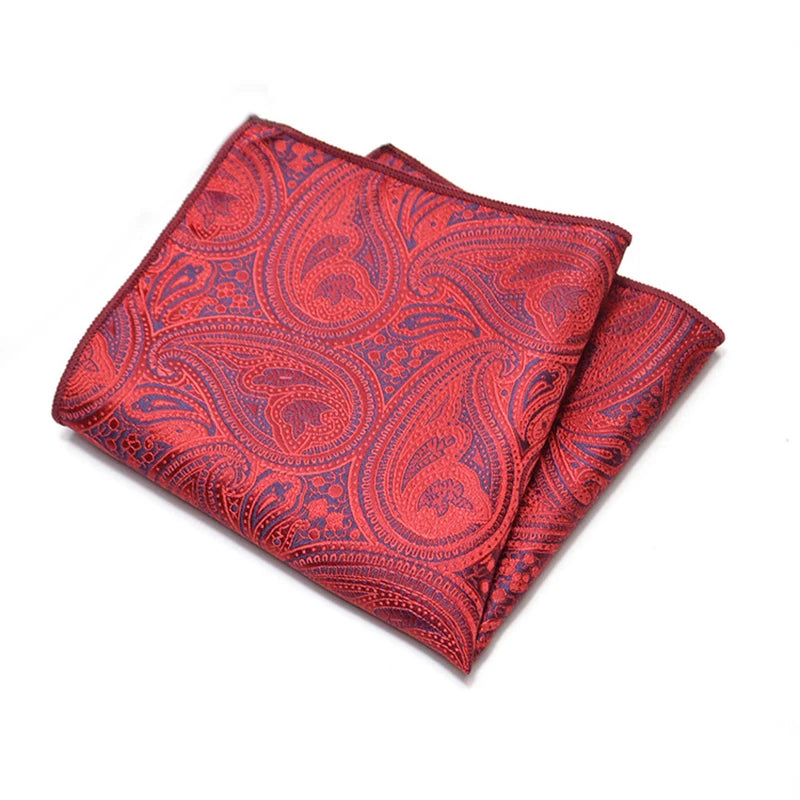 25cm Men’s Classic Paisley Striped Pocket Square – Elegant Handkerchief for Suit & Wedding
