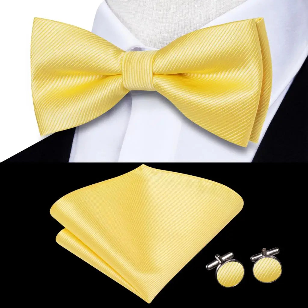 Champagne Gold Floral Pre-Tied Bow Tie Gift Set