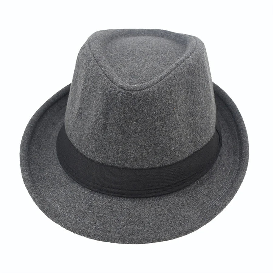 Unisex British Felt Jazz Fedora Hat – Elegant Wool Bucket Hat for Autumn & Winter