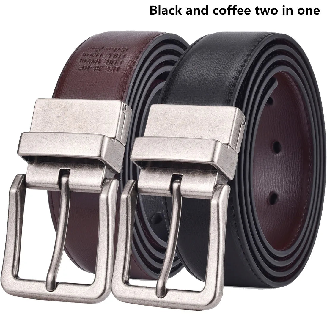 HeritageTurn Reversible Leather Belt – Two-in-One Adjustable Men’s Belt with Antique Copper Buckle
