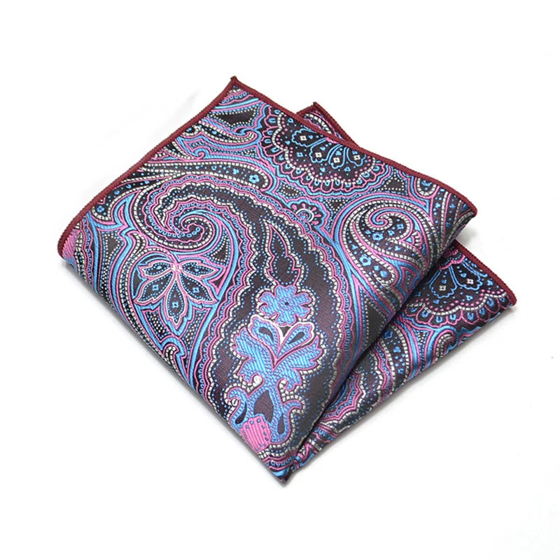 25cm Men’s Classic Paisley Striped Pocket Square – Elegant Handkerchief for Suit & Wedding