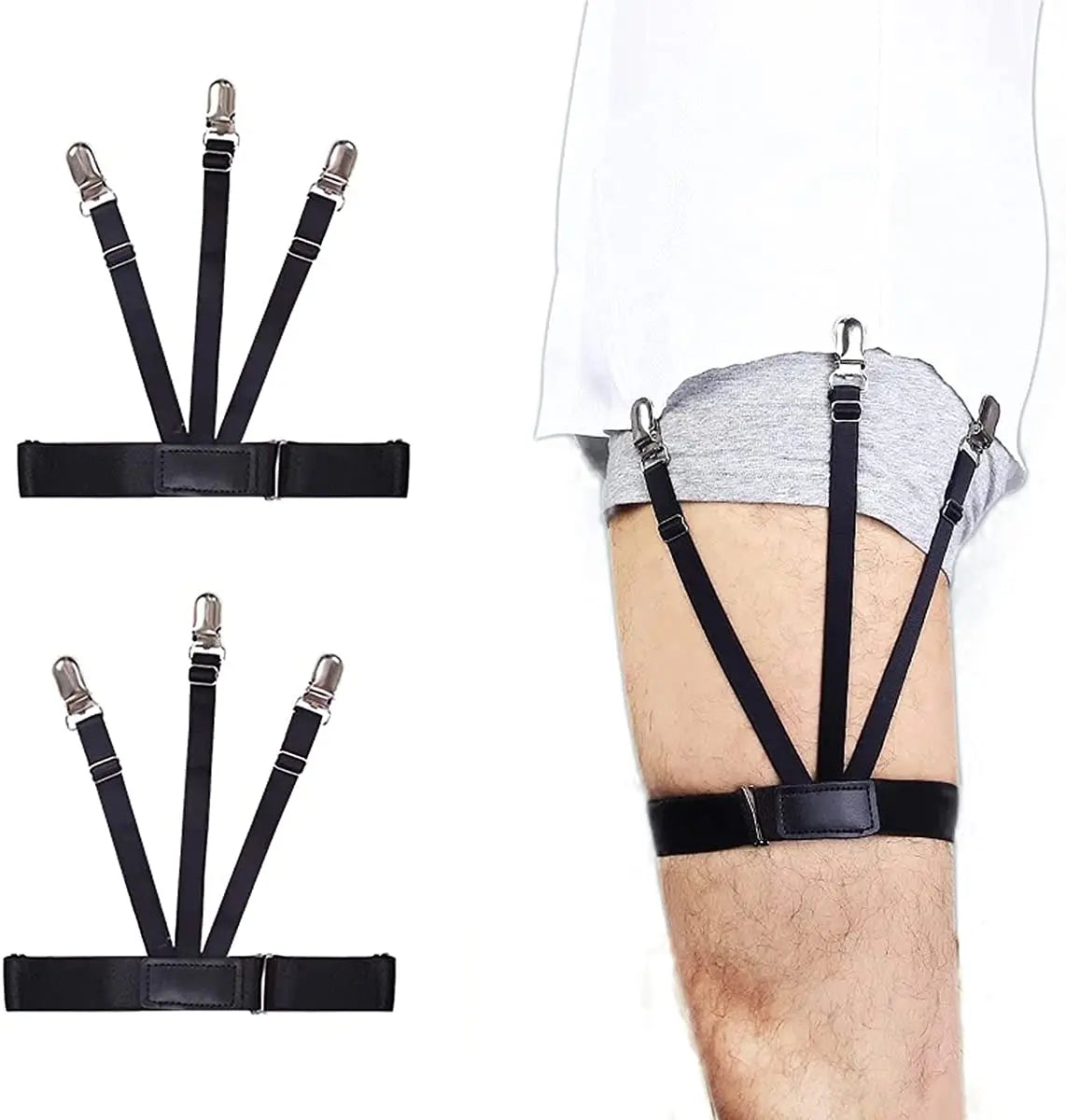 Men’s Adjustable Shirt Stays – Non-Slip Elastic Garters for a Perfectly Tucked Look