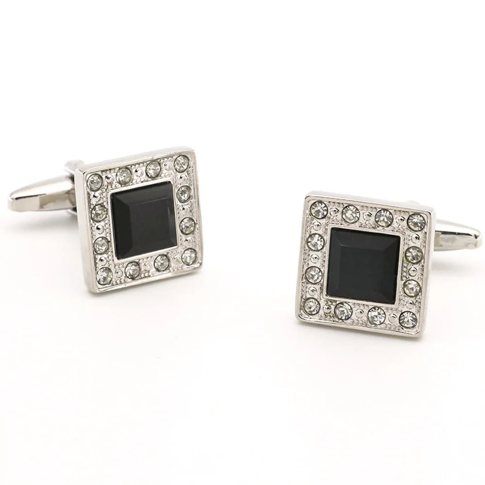 Crystal Heart Brass Cufflinks