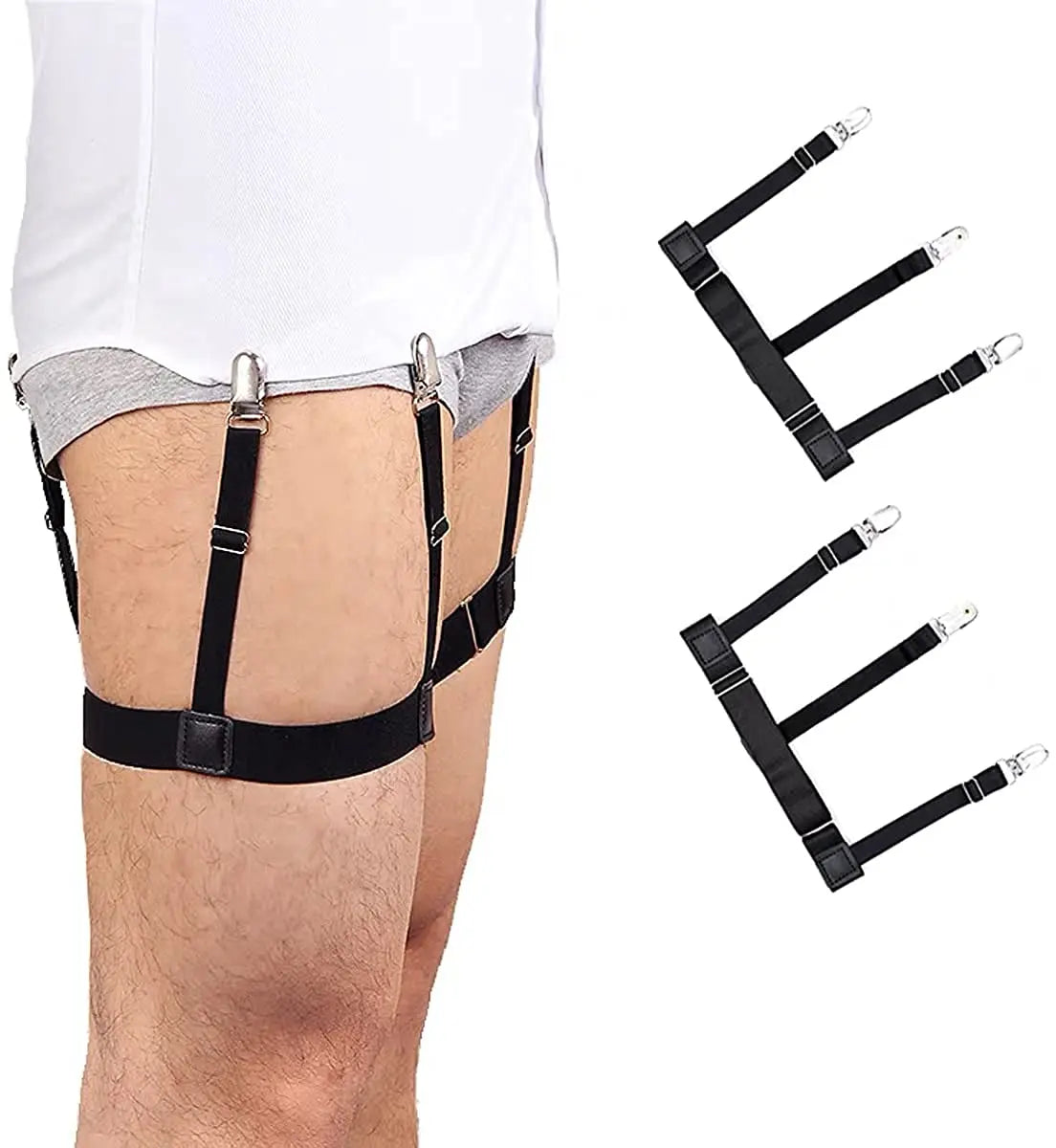 Men’s Adjustable Shirt Stays – Non-Slip Elastic Garters for a Perfectly Tucked Look