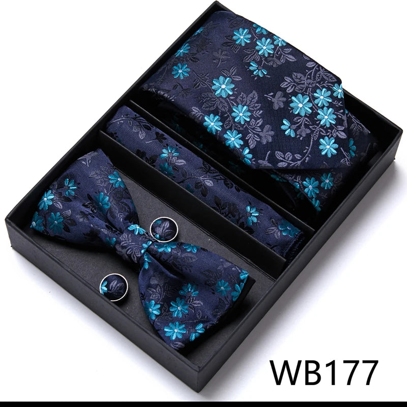 VanGise Prestige Tuxedo Gift Set – Silk Tie, Bow Tie, Cufflinks & Handkerchief