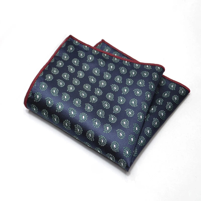 25cm Men’s Classic Paisley Striped Pocket Square – Elegant Handkerchief for Suit & Wedding