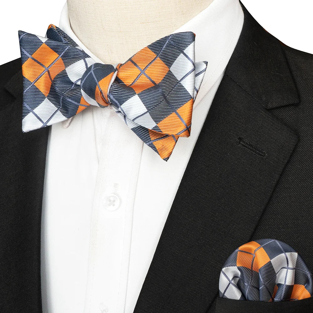 Striped Silk Bow Tie & Pocket Square Set – Refined Elegance for Every Occasion