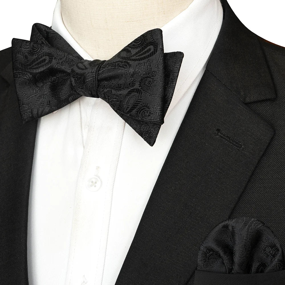 Striped Silk Bow Tie & Pocket Square Set – Refined Elegance for Every Occasion